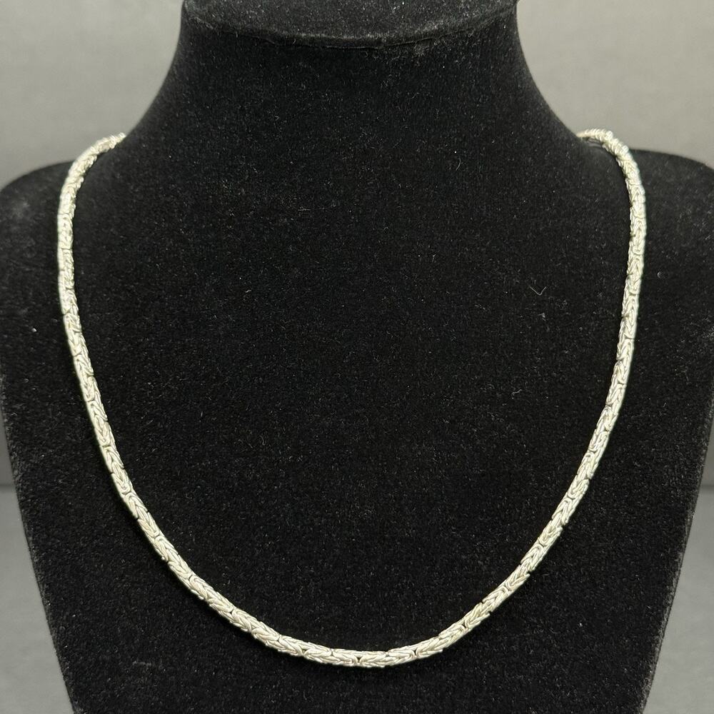 STS 925 Sterling Silver Byzantine Chain Necklace 36" Woven Bali 40g Indonesia